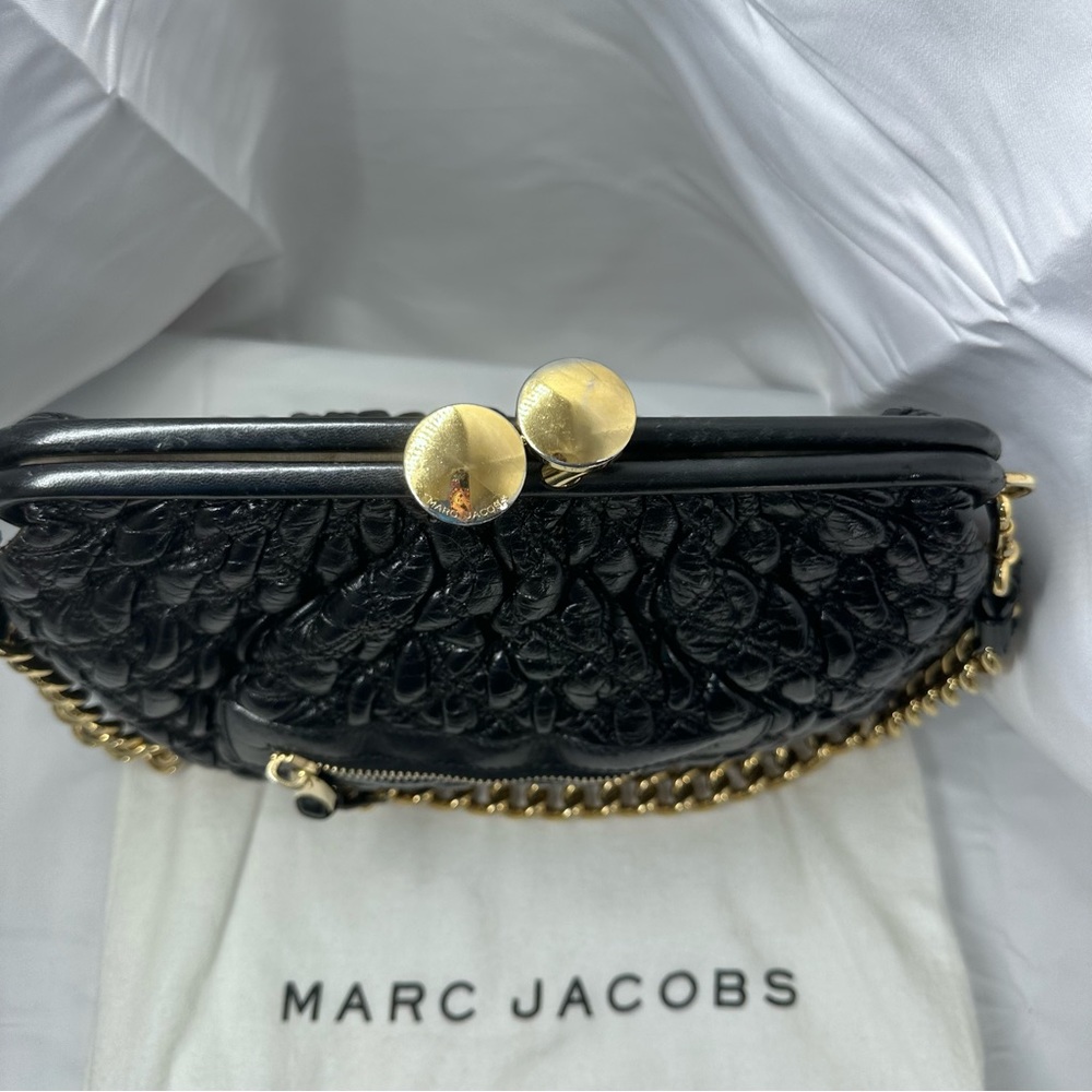 RARE Marc Jacobs Mina Stam Diamond Quilted Frame bag Kiss Lock Full Chain strap - Picture 4 of 13